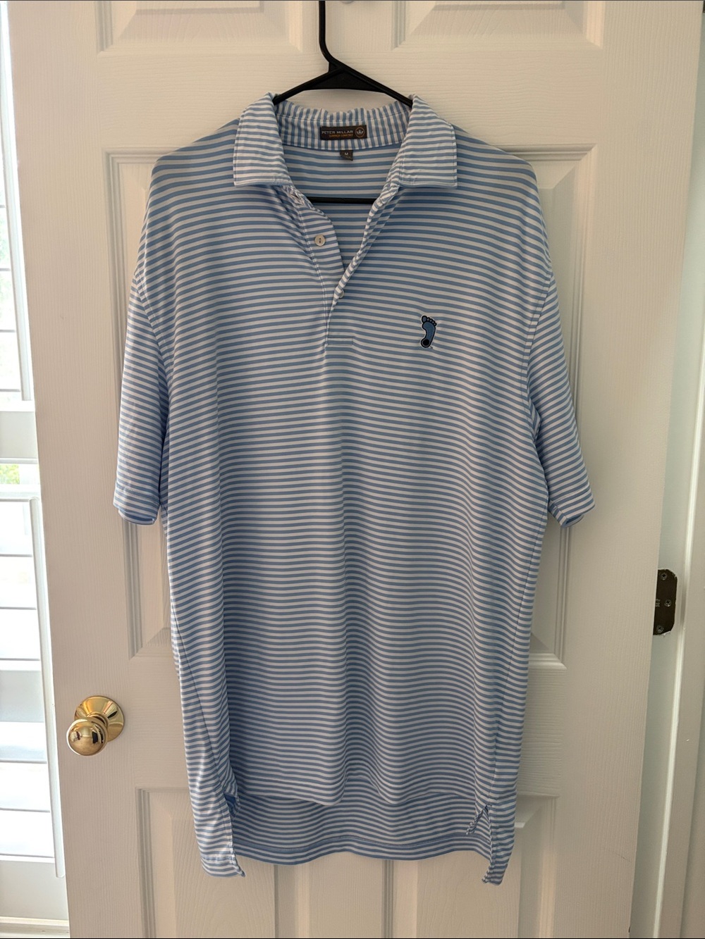 Peter Millar Men’s UNC Light Blue & White Striped Polo
